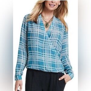 Cabi Windowpane Wrap Top Medium